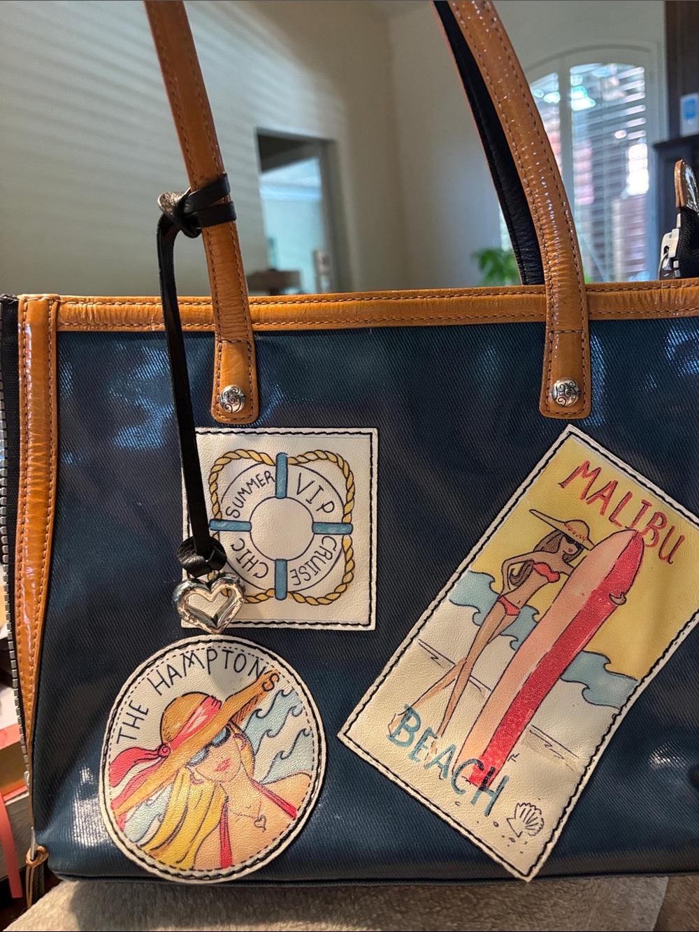 Brighton Chic purse with Beach Patch Accents and Tan Trim